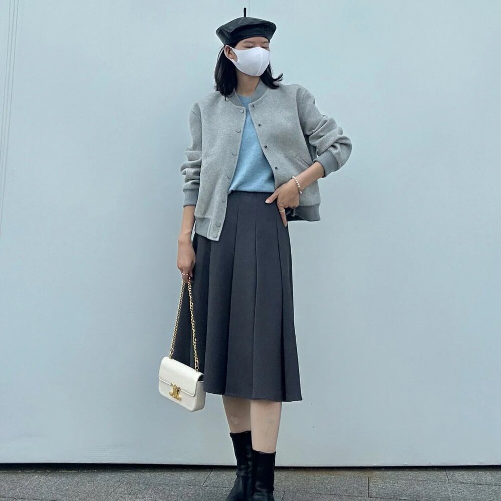 Theory grey wool cashmere bomber cardigan sweater